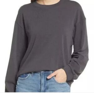 Madewell Supima Cotton Essential Long-Sleeve Tee Black Top Size Small
